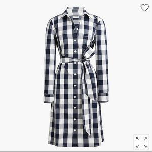 Women’s JCrew Factory Gingham Belted Shirtdress, Navy